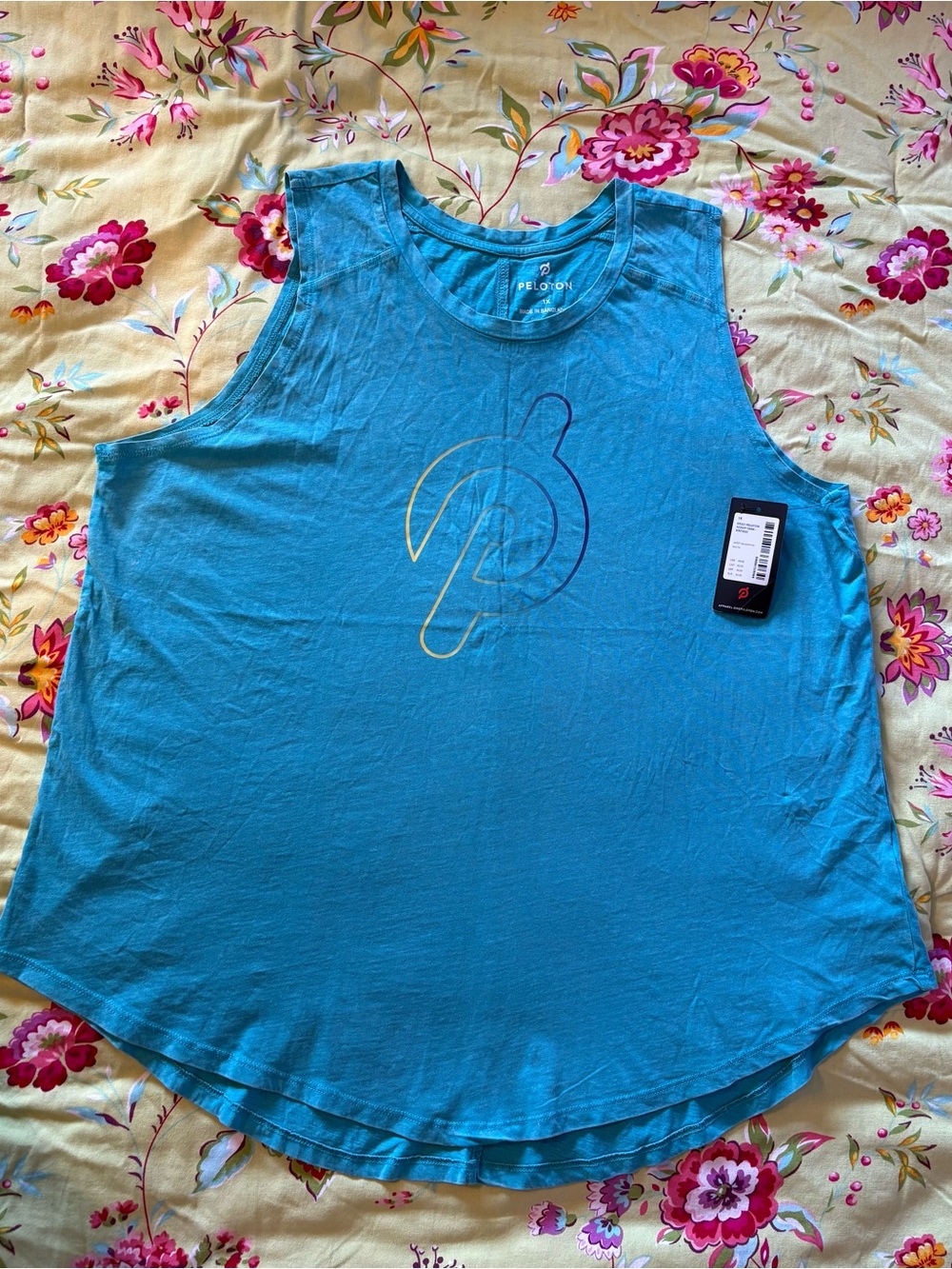 Peloton SP221 NWT Scoop Neck Blue Tank Top XL 28” x 23”